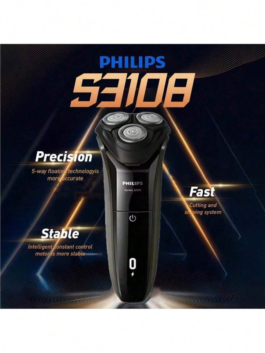 Philips Electric Shaver S3108, Constant Current Shaver Trimmer, Full Body Washable, 5D Floating Heads, Smart Sensing, Men's Beard Shaver - Black - View 1
