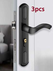 1 Set Adjustable Wooden Door Lock, Universal Home Use Bedroom Door Handle, Indoor Room Door Lock Hardware, Adjustable Lever Handle, No Drilling Required - Multicolor - View 18