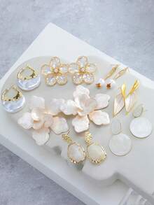 1 Cặp bông tai ngọc trai phóng đại hình cánh hoa 3D thời trang, bông tai cưới màu trắng thanh lịch cao cấp thời trang dành cho nữ, quà tặng bạn gái - Nhiều màu - Xem 11