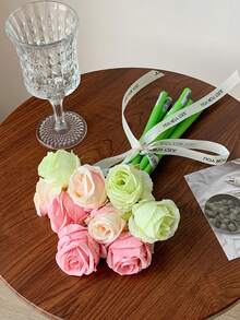 1 pieza Bolígrafo de regalo del Día de San Valentín, lindo y suave, con forma de rosa de silicona, bolígrafo neutral y divertido con flor para regalo - Multicolor - Ver 5