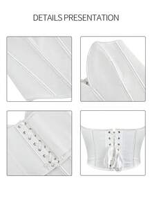Áo corset trắng gợi cảm, thanh lịch, có gọng và dây buộc phía sau, phù hợp cho hộp đêm, hẹn hò, lễ hội âm nhạc, áo định hình dáng người dáng ngắn. - trắng - Xem 9