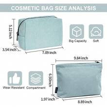 Bolsa de Maquillaje Pequeña 2 Pcs Bolsa de Cosméticos de Pana Estética para Mujer Bolsa para Maquillaje Cosmetiquera para Maquillaje para Viajar Neceser Mujer Portátil - beige - Ver 7