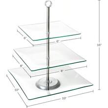New Chef Buddy Home Dess Three Tier Square Glass Buffet And Dessert Stand 1 Pack Clear - Clear - View 6