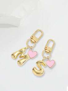 可爱字母泡泡项链吊坠,包包挂饰 - 幸运水晶吊坠搭配粉色爱心吊坠,字母 A-Z,闪亮合金包包背包挂饰 - 生日及特殊场合的完美礼物,钥匙扣包包背包汽车挂饰,送给女性和女孩的礼物,钱包和手提包配件,情人节礼物 - 彩色 - 查看 9