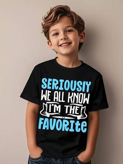 Seriamente, Todos Sabemos Que Soy El Favorito (2) Camiseta Divertida y Genial para Niños, Moda Infantil, Camisetas de Calle, Tops para Niños