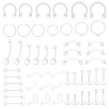 CIZME 1set Mix Style Clear Piercing Retainer Flexible Lip Ear Nose Septum Eyebrow Nipple Tongue Rings Cartilage Tragus Earrings Retainer Bioflex Horseshoe Hoop Industrial Barbell