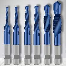 1/6pcs Hexagonal Shank Drill & Tap Combo High Speed Steel Hexagonal Shank Machining Hole Opener, Tapping, Deburring, Composite Tap