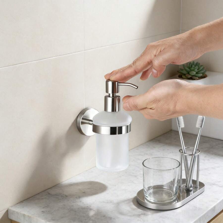 1pc Wall-Mounted Dispenser Bottle, Dual Compartment For Soap/Shampoo Dispenser Holder, Resin For Hotel Bathroom, For Foaming Liquid - Bathroom Kitchen Accessories - Multicolor - View 1