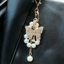 Fashion Crystal-Like Butterfly Keychain – Unisex Alloy Eiffel Tower Pendant, Car, Bag & Phone Case Accessory, Creative Gift - 蝴蝶A - 查看 7