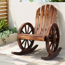 Outdoor Rocking Chair Wooden Reclining Recliner Patio Furniture Lounge Setting Conversation Set Backyard Garden Porch Indoor Pool Timber Armrest Blackrest All-Weather Brown - Brown - View 2