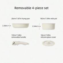 2/4/5pcs Non-Stick Cookware Set - A Set With Detachable Handles, Including Saucepan, Frying Pan, Milk Pot And Stew Pot, Suitable For Gas Stove, Induction Cooktop, Electric Ceramic Cooktop, Halogen Cooktop And Other Non-Stick Cookware. (Pots And Pans Are Oven-)