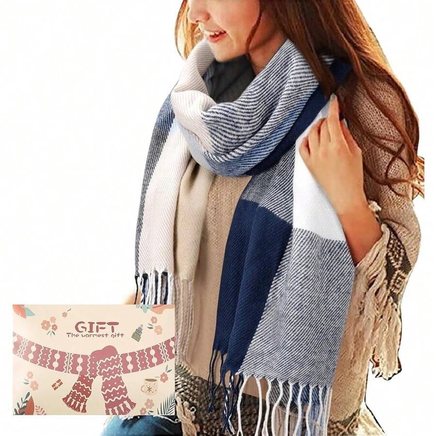 Women Shawls - 藍白 - 查看 1