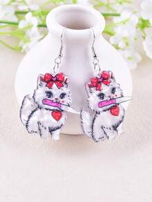 1 Pair Fashionable & Creative Biting Knife Cat Earrings, Party Jewelry Gift For Women - Biting Knife Cat - View 6