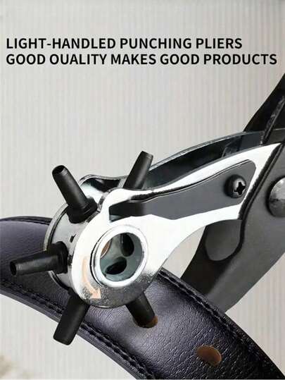 1pc Leather Hole Punch Tool, 6 Multi-Sized Punch Covers, 2mm To 4.5mm, Suitable For Belts, Dog Collars, Great For Belts, Crafts And Simple DIY