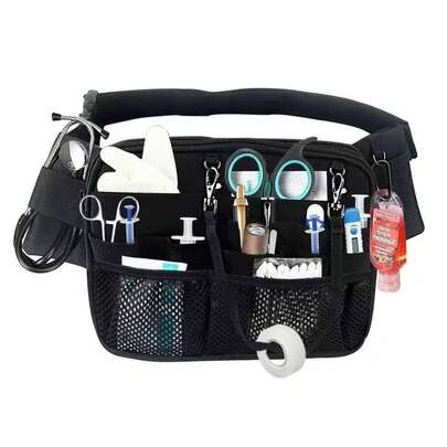 Riñonera de enfermera con soporte para cinta, bolsa organizadora de equipo médico con múltiples compartimentos, cinturón de utilidad con bolsillo para enfermera, bolsa de cadera tipo delantal para estetoscopios, vendajes, tijeras y suministros