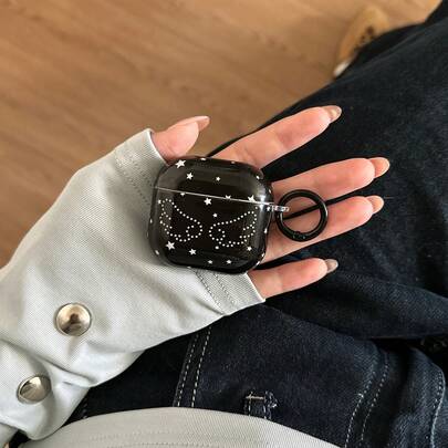 独特的复古星形天使翅膀耳机保护套，带挂钩，兼容 2/3/Pro，创意设计保护套，兼容 Apple 4