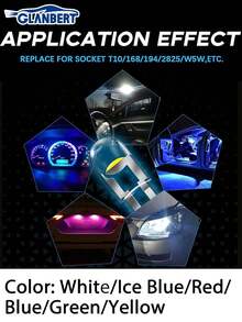 GLANBERT 30pcs 194 LED Bulbs, 168 2825 W5W T10 Wedge COB LED Replacement Bulbs, 6000K License Plate Lights, Flicker-Free Interior Lights, Fit For Instrument Panel Lights, Dome Lights, License Plate Lights (White)