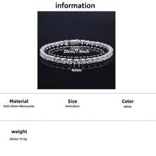 Ondia One 新款 2mm-5mm 100% 莫桑石网球手链 D 色 925 纯银镀白金钻石测试通过珠宝带有 GRA 证书适合女性的礼物。