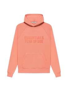 Essentials -Fear Of God Oversized Hoodie Collection FW21-FW2 MEN WOMEN Hoodie Vintage Flocking Craftsmanship Combined With Modern Breathable Technology, Warm Cotton Flocking, Loose Urban Functional Wear, High-End Cotton To Create An Urban Street Style, Loose Silhouette Non-Ge - Coral - 查看 18