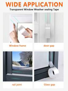 1 rollo de cinta sellante transparente de alta viscosidad, resistente al agua y al viento, adhesivo fuerte, tira de sellado de ventanas, aislamiento, para uso doméstico en cocina y baño, sellado de puertas y ventanas, bordes de mesas y sillas, sellado de tuberías HVAC, insonorización de huecos de puertas y ventanas, bloqueador de corrientes de aire de un solo lado