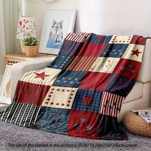 [Patriotic Blanket] Soft Lightweight Patriotic Red White Blue Stars Stripes Blanket |   All-Season Throw Sofa, Bed, Camping & Travel - Independence Day, Durable 280GSM Flannel, Contemporary Quilt Design - Multicolor - View 6