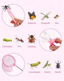 ROBUD Pink 8-In-1 Kids Adventure Set With Insect Catch, Magnifying Glass, And Telescopic Net – Outdoor Adventure Set For Children Aged 3 And Up - Pink - View 5