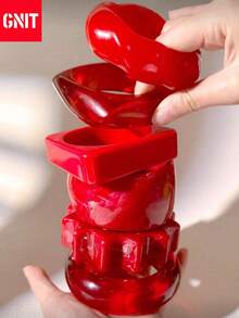 1pc Oversized Red Fashionable Bracelet, Suitable For Women's Daily Wear And Gift (Size Deviation 3mm/0.11 Is Normal) Geometric Pattern Elements - Red Series Bracelets - View 1