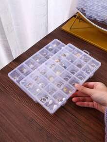 1 pieza Caja de almacenamiento de plástico transparente con 10/12/15/24/28 compartimentos fijos, caja de almacenamiento multifuncional para pendientes, anillos, joyas, suministros de arte de uñas, herramientas de uñas, accesorios de uñas, decoraciones de joyas, un regalo ideal para mujeres - Multicolor - Ver 3
