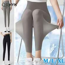 Legging fino de verano para mujer, ropa exterior, protector solar sedoso, sensación fresca, pantalones de Yoga de cintura alta, pantalones ajustados elásticos - Negro - Ver 3