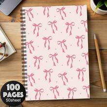 DANPERJI 5.5x8.3 Inch Fashion Pink Bow Spiral Notebook - Perfect Gift For Women And Girls, Stylish Notepad | Cute Aesthetics | Durable Spiral Bound Diary With Week, Weather, Memo Number And Date Marks, School Supplies, Back To School Essential - Multicolor - View 4