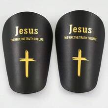 1 Pair Mini Soccer Shin Guards, Gold Cross Pattern, Unisex Thickened Sports Protective Gear, Durable Anti-Collision, Fitted Calf Design, Suitable For All Seasons - Golden Cross - View 12