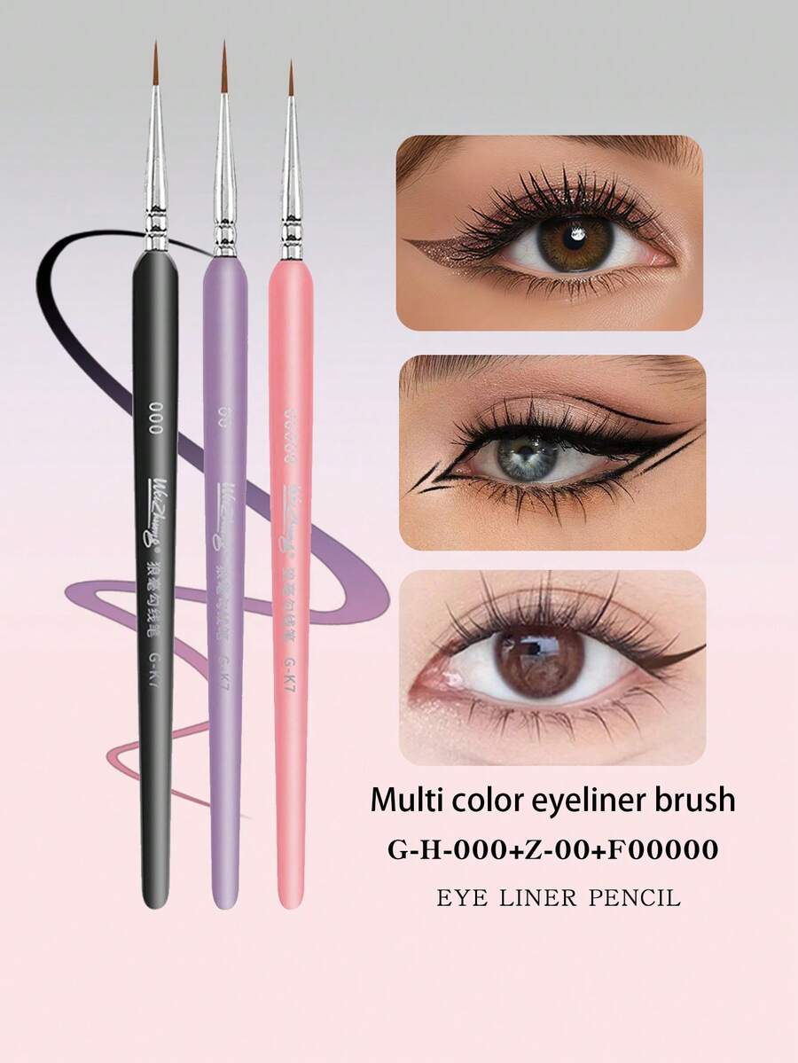 3支装，规格：紫色 2/0+黑色 3/0+粉色 5/0，女士精品眼线刷眉刷化妆刷眼线刷精品化妆刷泪滴刷简易眼线刷新手适用，下眼影，蚕丝，胖胖马卡龙，眉刷，眼影刷，螺旋刷，螺旋刷，赠品 - 彩色 - 查看 1