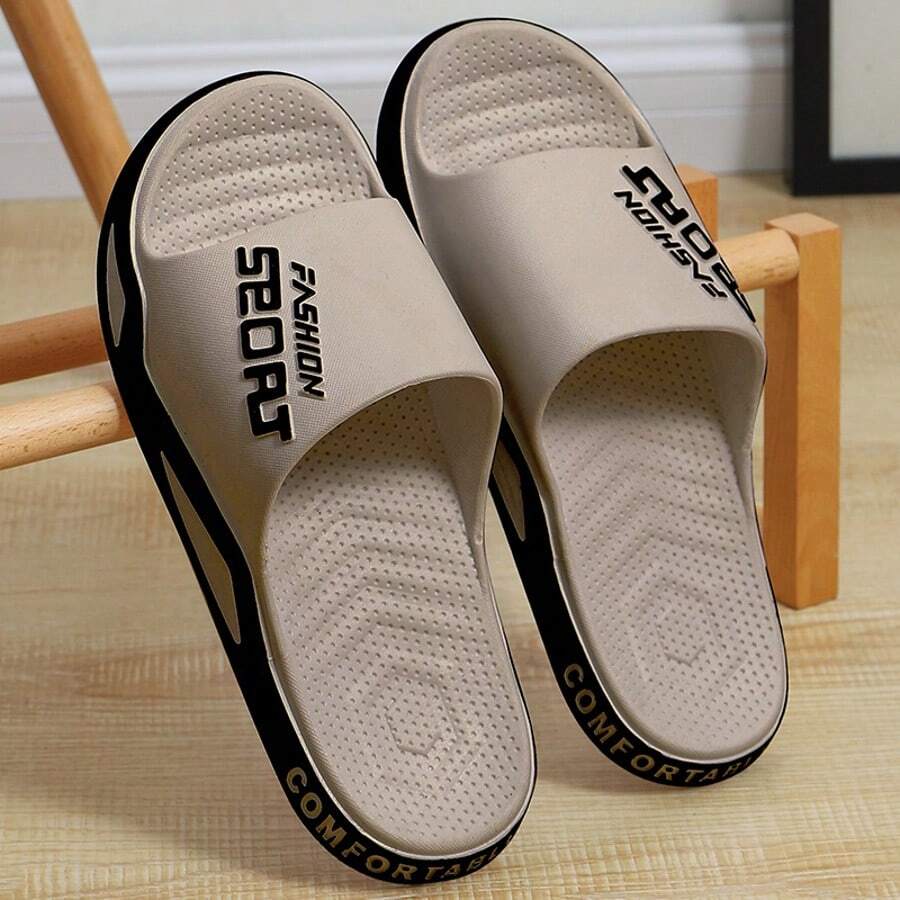 Men's Fashion Bathroom Non-Slip Thick Wear-Resistant Breathable House Slippers, Outdoor Sandals, Slippers, Quick-Drying - Khaki - View 1