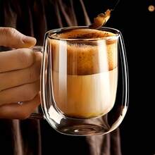 4-Pack 12oz Double Walled Glass Coffee Cups With Handle, Insulated Tumbler For Latte, Cappuccino & Tea, Clear Borosilicate Glass Cups For Home Office - 透明 - 查看 12