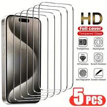 5pcs UltraClear Tempered Glass Screen Protectors For IPhone 14, 11, 12, 13, 15 Pro Max, Mini, XS MAX, X, XR, 7, 8 Plus, SE - Anti-Shatter, Fingerprint Resistant, Bubble-Free, HD Clarity, Scratch Resistant, Easy Installation, Phone Screen Protector,Suitable For IPhone 17 Air - 5 cái - Xem 1