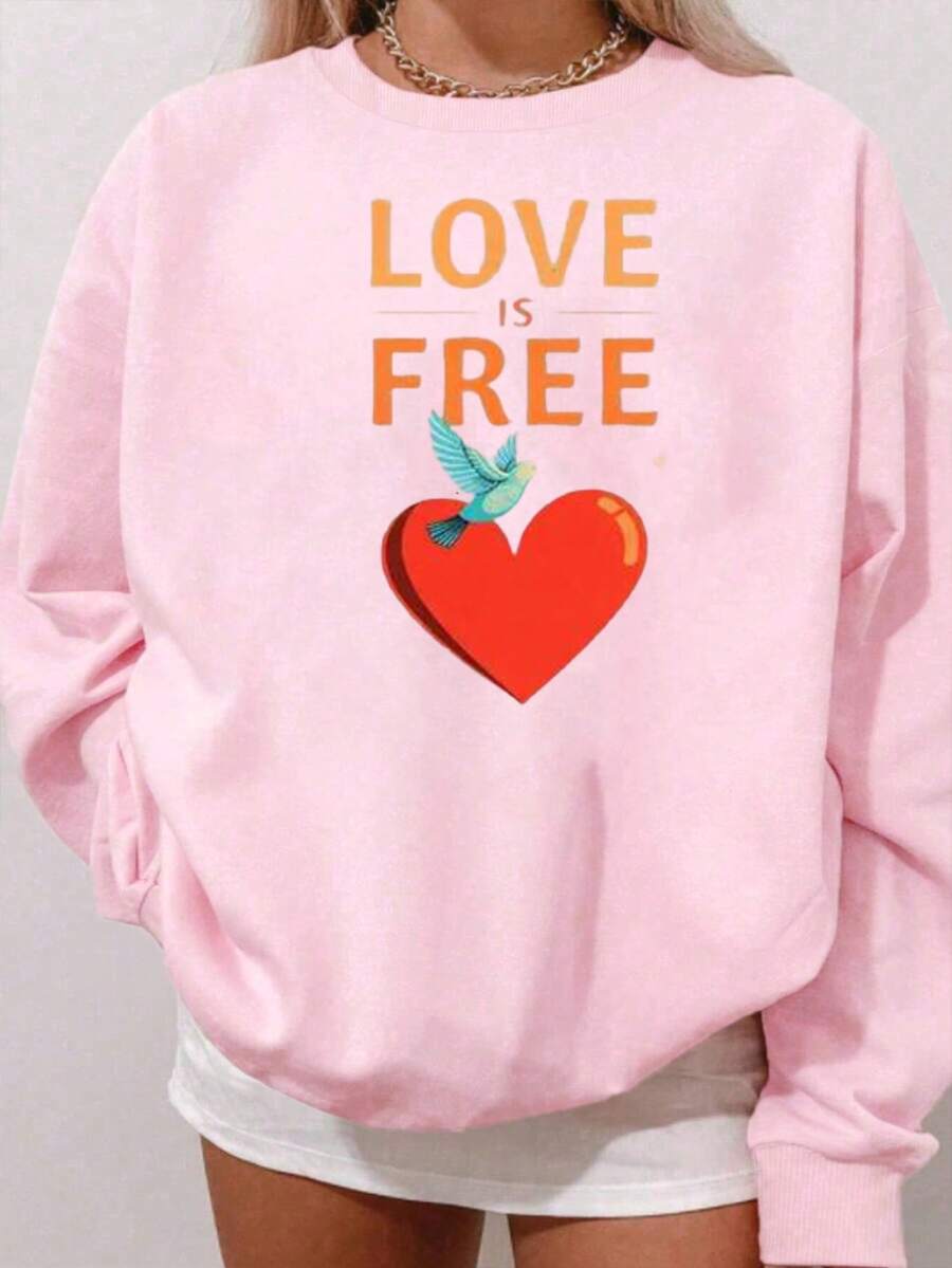 Loveisfree Print Hoodie - Long Sleeve, Knit Fabric, Relaxed Fit, Full Size, Fashionable Graphic Print, Perfect For Casual Outings And Daily Wear, Black White Red Grey Navy,Fall Hoodies,Men's Fall Clothes,Street Wear,Halloween,Mens Hoodies,Y2k Clothes,Jesus Hoodie,Thanksgiving Day,Nightmare Before Christmas,Christmas - Hồng - Xem 1