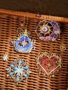 1pc Wind, Flower, Snow, Moon, Flower, Moon, Irregular Metal Hollow-Out Reading Marker, Three-Dimensional Pattern Bookmark, Stationery Supplies, Multi-Design Fantasy Gift, Birthday, Writer, Teacher, Friend, Reading Club, Book Lover, Reader, Office, Home, Classroom, Bookmark