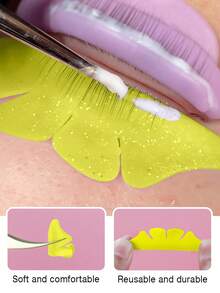 1Pair/2Pcs Eyelash Lift Rod, Reusable Lower Lash Lift Pads, Free Glue Lash Perming Shields For Eyelash Lifting & Lash Tinting,Makeup Beauty Lash Lift Tools(Yellow) - Yellow - View 4