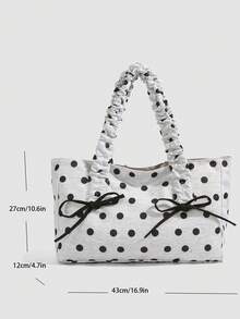 1 pieza Bolso de hombro/bolso de mano de gran capacidad minimalista con decoración de lunares y lazo, adecuado para salir, viajar, comprar, vacaciones - Multicolor - Ver 4