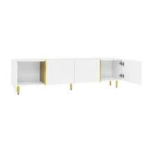 High-Gloss TV Cabinet With Four Doors, Modern And Simple, In White - White - View 10