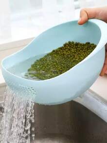 一体式套装 - 厨房多功能洗米机洗菜篮懒人用品沥水洗米筛细孔多用途塑料洗米盆，厨房配件，家庭厨师必备的厨房工具礼物，节省空间的厨房收纳用品，圣诞节厨房礼物创意 - 純色 - 查看 15