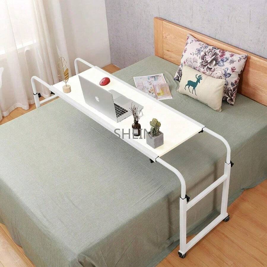 Mesa Ajustable de 120*40cm, Escritorio para Cama con Ruedas, Altura 53–92cm y Ancho Extensible hasta 2.1m, Escritorio Altura Ajustable Minimalista para Laptop y Oficina en Casa (Blanco) - Blanco - Ver 1
