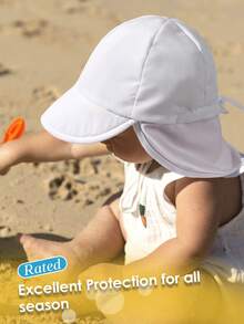 1顶婴儿遮阳帽，UPF 50+，带防晒颈部护片，防紫外线，适合幼儿和婴儿，男女通用 - 1PC - 查看 2