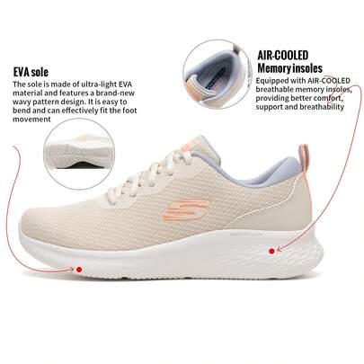 Skechers 女士休闲运动鞋，舒适轻便，透气记忆海绵鞋垫，适合日常通勤和旅行的步行鞋，150044-NTMT