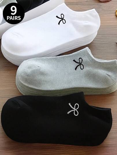 1/9 Pairs Women's Ankle Socks, Bow Design, Invisible Socks, Casual Thin Boat Socks For Summer