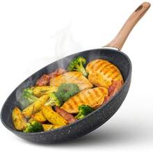 Sartén con Revestimiento Antiadherente, Sartén de Piedra de Alemania 100% Libre de PFOA, Conducción Uniforme y Rápida, Apto Universal para Estufas de Gas, Eléctrica, Cerámica etc. (28 centímetros) - Juego de 3 piezas - Ver 1