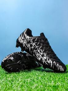 SAIBI Men's Football Shoes, Football Cleats, Training Sports Shoes Suitable For AG/FG Fields, Indoor/Outdoor, Women's Professional Sports Shoes, Lightweight Professional Sports Football Cleats, Men's Training Sports Shoes - Black - View 4