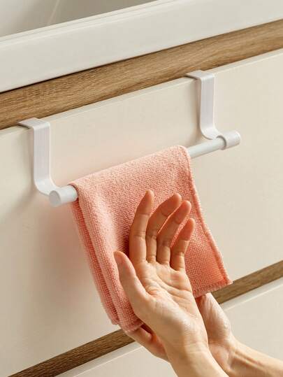 1個 バスルームキャビネットドア用シングルタオルラック、ドリルなし ドア取り付け式タオルホルダー、キッチン用品ハンガー、モダンミニマルデザイン キャビネット、ホテル、家庭に適しています、錆びにくく丈夫な素材、バスルームの必需品。