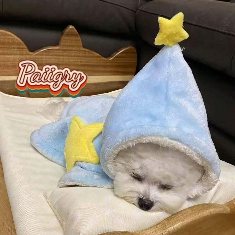 Autumn/Winter Pet Fleece Warm Cloak, Universal For Cats & Dogs, Suitable For Maltese, Poodle, Teddy, Sleeping & Outdoor Use, Machine Washable - Blue - View 1