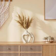 Valentine's Day Gift Heart Shaped Flower Vase Creative Simple Home Desk Decor Ornament, Heart Shaped Vase, Minimalist Decor Vase, Table Centerpiece For Festive Parties, Wedding & Valentine's Day Decor Vase - Beige - View 5